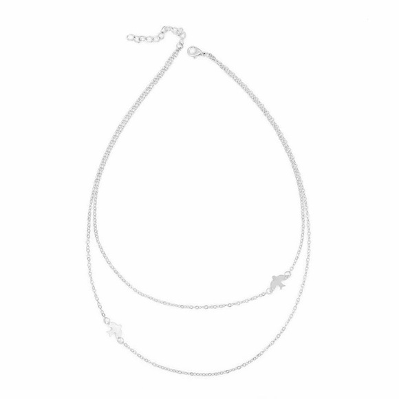 NEW!๐๐2 BIRD! 2 LAYER! SILVERY NECKLACE!๐๐LOVE - Picture 7 of 8
